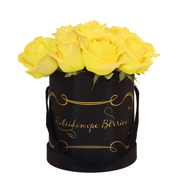 yellow roses black hatbox