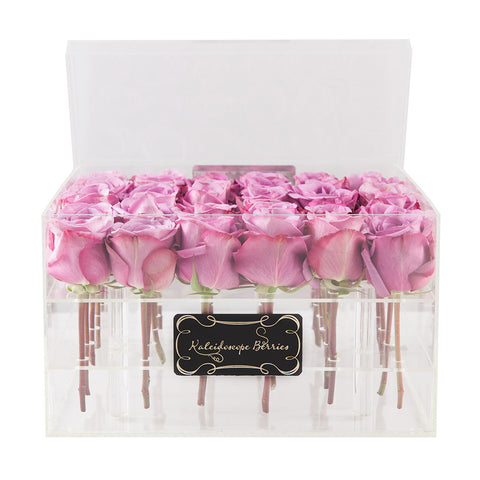 Lavandula - Crystal Clear Acrylic Box with Lavender Roses