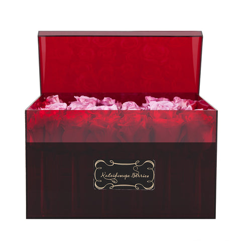 Ladies in Red - Lady Moon Roses in Garnet Jewel Toned Acrylic Box