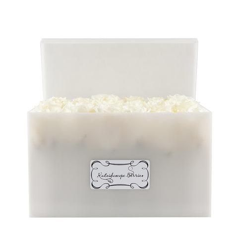 White Cashmere - Snow Quartz Hued Acrylic Box with Alabaster Roses