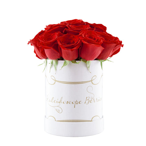 White Russian - White Hatbox with Red Roses